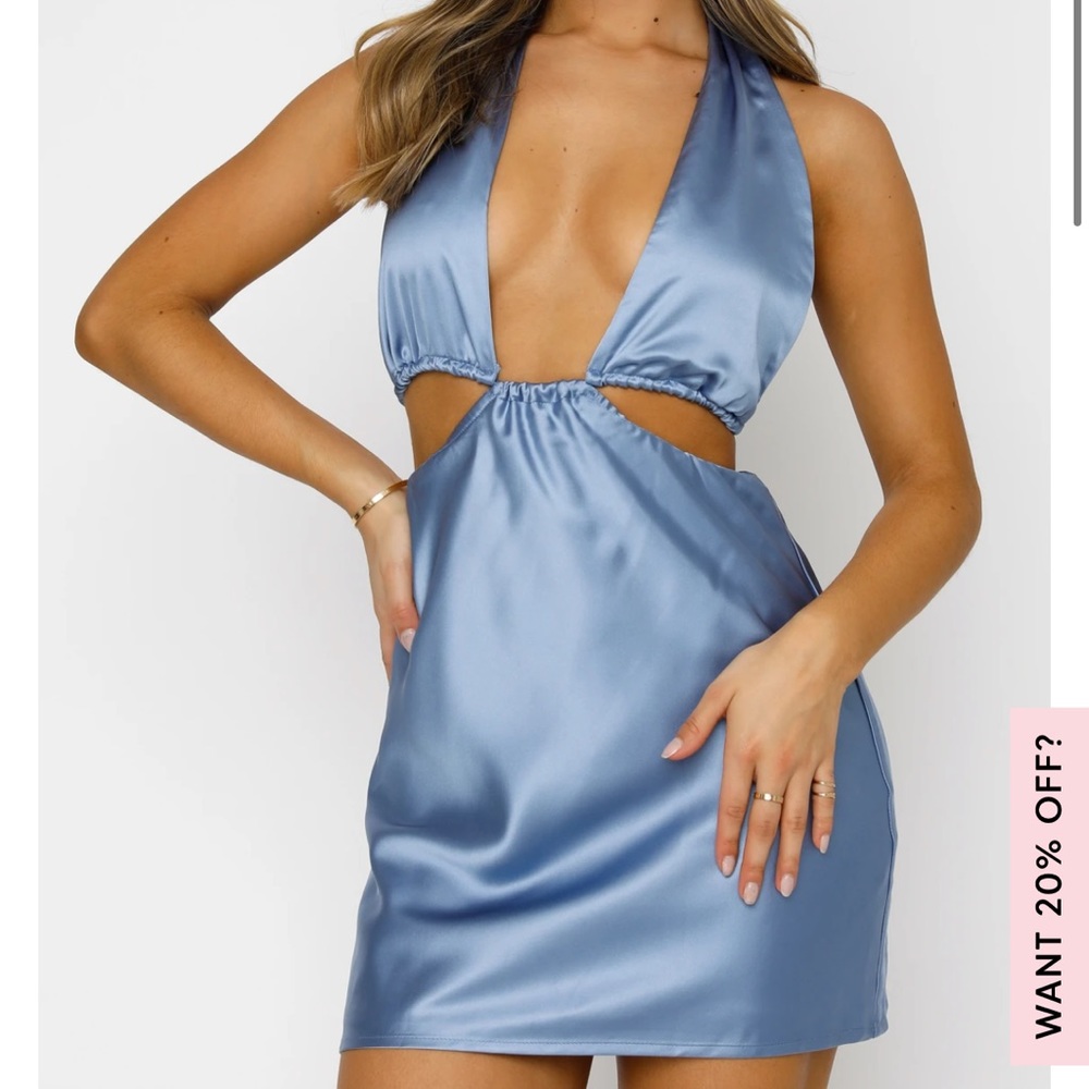 White Fox Cross my Heart Blue Dress- NEW without tags